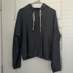 Aerie faded grey ribbed hoodie